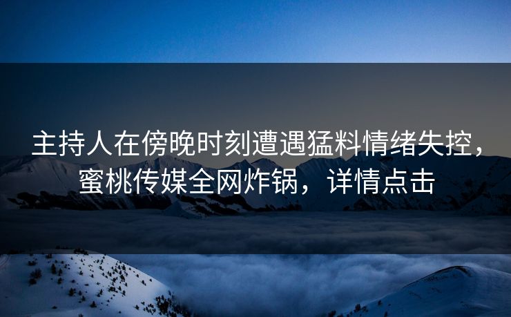 主持人在傍晚时刻遭遇猛料情绪失控，蜜桃传媒全网炸锅，详情点击
