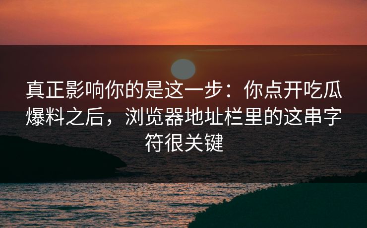 真正影响你的是这一步：你点开吃瓜爆料之后，浏览器地址栏里的这串字符很关键