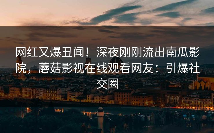 网红又爆丑闻！深夜刚刚流出南瓜影院，蘑菇影视在线观看网友：引爆社交圈