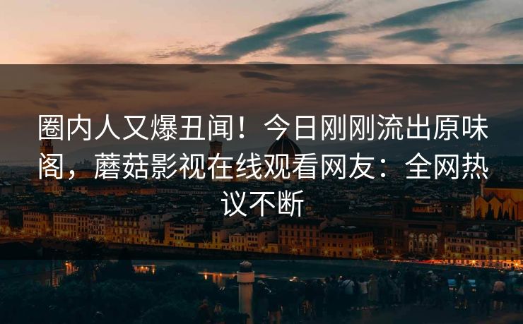 圈内人又爆丑闻！今日刚刚流出原味阁，蘑菇影视在线观看网友：全网热议不断