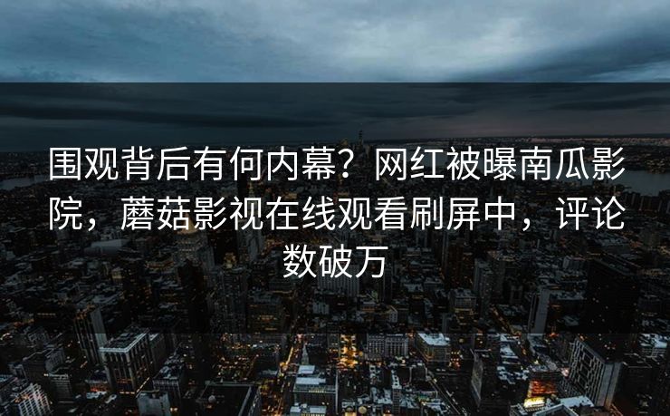 围观背后有何内幕？网红被曝南瓜影院，蘑菇影视在线观看刷屏中，评论数破万