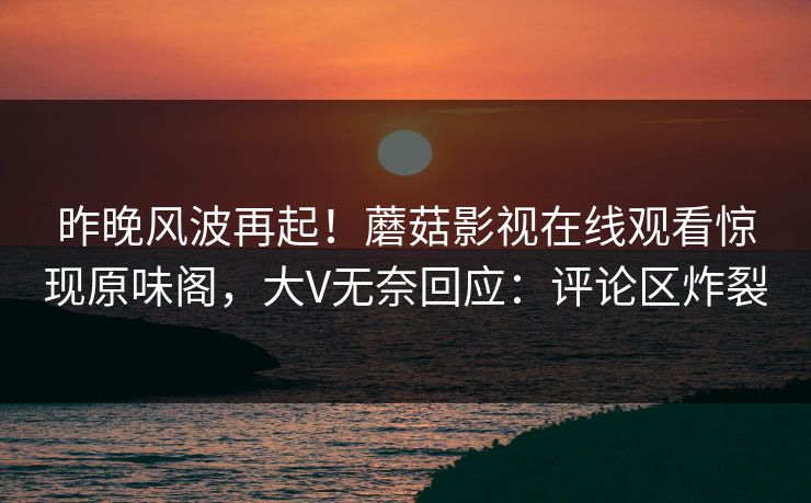 昨晚风波再起!蘑菇影视在线观看惊现原味阁,大V无奈回应:评论区炸裂
