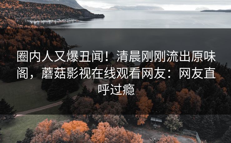 圈内人又爆丑闻!清晨刚刚流出原味阁,蘑菇影视在线观看网友:网友直呼过瘾