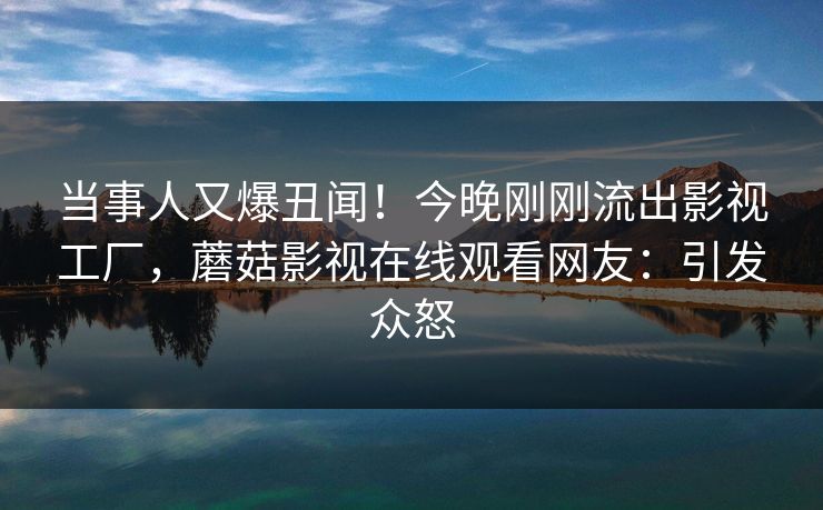 当事人又爆丑闻！今晚刚刚流出影视工厂，蘑菇影视在线观看网友：引发众怒