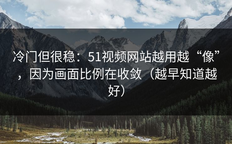 冷门但很稳：51视频网站越用越“像”，因为画面比例在收敛（越早知道越好）